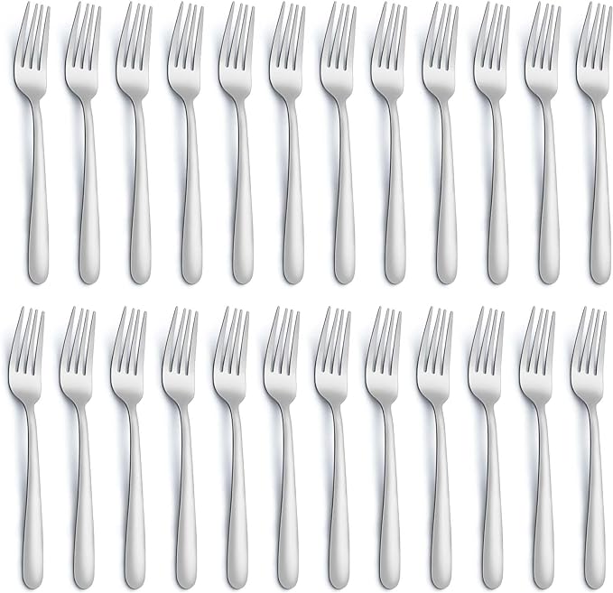 24 Pieces Dinner Forks, Forks Silverware(8 inches), Food Grade Stainless Steel Flatware Forks, Mirror Polished & Dishwasher Safe, Using for Home, Restaurant or Kitchen