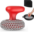 Cast Iron Scrubber | Dish Scrub Brush | 316 Cast Iron Cleaner Chainmail Scrubber for Pan Skillet Cleaner - Red