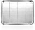 19.6 Inch Baking Sheet Pan with Rack Set, Joyfair Stainless Steel Toaster Oven Pans Tray & Cooling Racks for Cookie/Jelly Roll/Bacon/Meat, Commercial Metal & Rust-free, Dishwasher Safe
