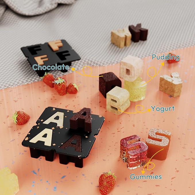 Customized Letter F Ice Cube Mold -Letter Silicone Ice Mold for Custom Ice Cube Mold and Baking Chocolate and Crafting Letter Molds, Ice Cube Molds for Cocktails & Whiskey with Custom Letters