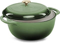 Best Choice Products 7.5 Quart Enamel Cast-Iron Round Dutch Oven, Family Style Heavy-Duty Pre-Seasoned Cookware for Home, Kitchen, Dining Room, Oven Safe w/Lid, Dual Handles - Deep Olive Green