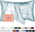 Mulberry Silk Pillow Cases Standard Size with Hidden Zipper, Ultra Smooth and Soft Breathable Cooling Silk Satin Pillowcase for Hair and Skin, Gifts for Women Men (Haze Blue, 20x26 Inches, 1 Pack)