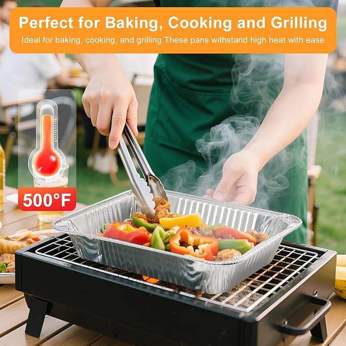 Notwoe® 50pc Disposable Aluminum Pans With Lids, 7x5 Combo Set, Disposable Baking and Cake Pan. (50 Pack w/Lids)
