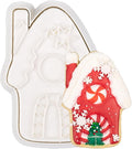 Flycalf Christmas Cookie Cutters with Plunger Stamps Gingerbread House Shapes Fall Holiday PLA Baking Accessories Cutter Molds Gifts for Kids Decorative Party 3.5" Kitchen Cake Supplies