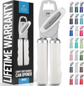 Zulay Kitchen Heavy Duty Stainless Steel Can Opener Manual with Bottle Opener - Rust Proof Manual Can Opener With Turn Knob & Soft Grip Handles