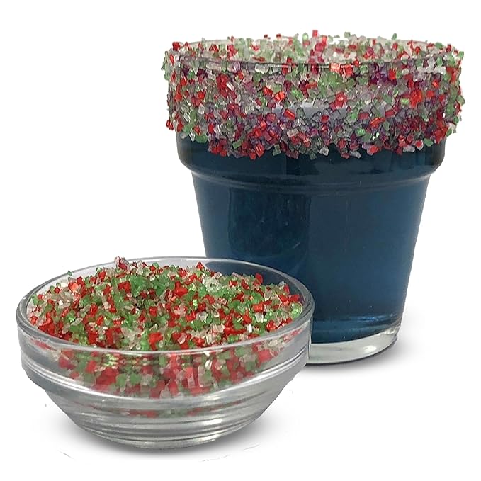 Snowy River Holiday, Cocktail & Margarita Sugar Rimmer - Vibrant Naturally Colored Sugar for Cocktail Rimming, Baking & Decorating, Medium Crystal - 16oz
