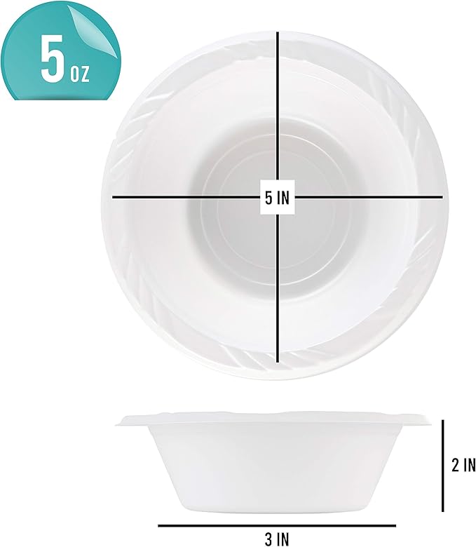PLASTICPRO 800 Count Disposable 5 ounce White Plastic Dessert Bowls