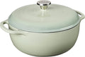 Lodge 6 Quart Enameled Cast Iron Dutch Oven with Lid – Dual Handles – Oven Safe up to 500° F or on Stovetop - Use to Marinate, Cook, Bake, Refrigerate and Serve – Desert Sage