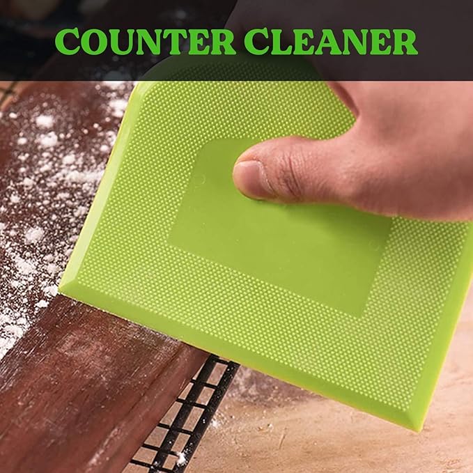 SURDOCA Dough Scraper Bench Scraper - 3P 4.7x3.7" Plastic Flexible Bowl Scraper, Sharp Edge & Angles Cake Scraper. Non-Slip Bakeware Decorating Tools Sculpting & Modeling Tools - Yellow+Pink+Yellow