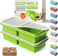 Silicone Freezer Tray with Lid Soup Freezer Container Molds with Steel Reinforced Rim Ice Cube Freezer Molds for Soup, Sauce, Leftovers, Homemade Meal Prep Containers Butter Molds Kitchen Sets