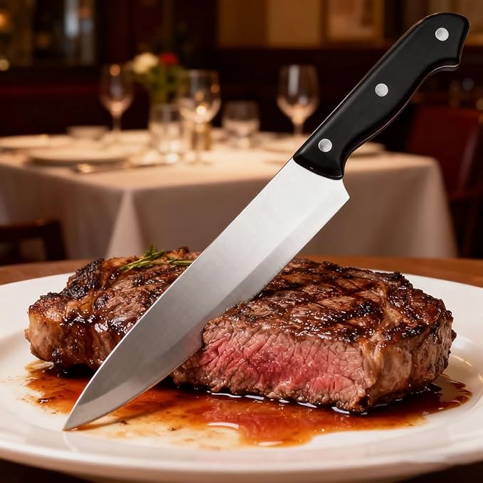 Chef's Knife, 8 Inch High Carbon Stainless Steel Kitchen Knife, Super Sharp Chef Knife, Ergonomic Non-Slip Handle for Cutting, Slicing, Chopping, Dicing, Mincing and Restaurant, Kitchen