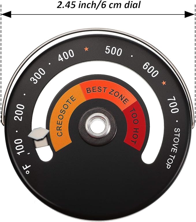 Frienda Wood Stove Thermometer Magnetic, Oven Temperature Meter Stove for Avoiding Chimney Pipe Damaged by Overheat(2 Pieces)