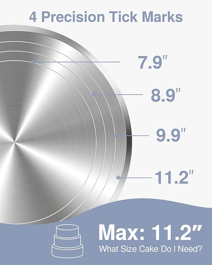 Puroma Aluminium Alloy Rotating Cake Turntable 12'' Revolving Cake Stand with Non-slip Silicone Bottom, Ideal Cake Decorating Supply for Cake Decorations, Pastries and Cupcakes