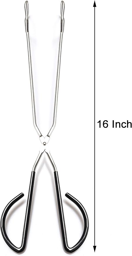 3Pcs 16 Inch Extra Long Stainless Steel Kitchen Scissor Tongs, Non-Slip Comfortable Red Grip, Heat Resistant for BBQ and Cooking