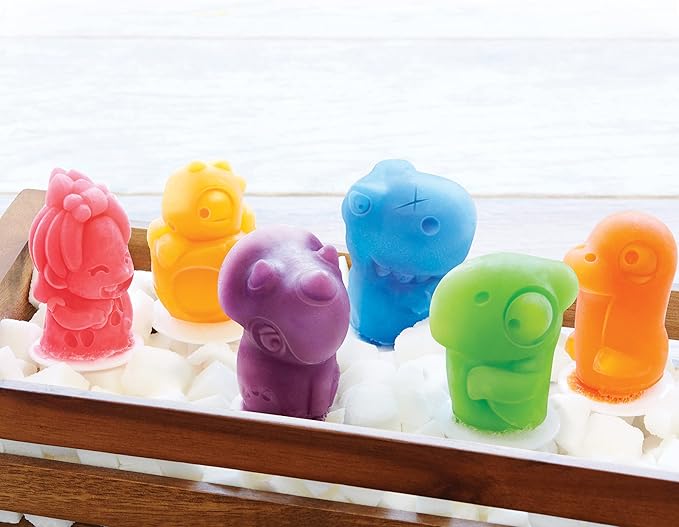 Zoku Dino Pop Molds, 6 Different Easy-release Silicone Popsicle Molds in One Tray, Unique and Fun Prehistoric Designs, BPA-free
