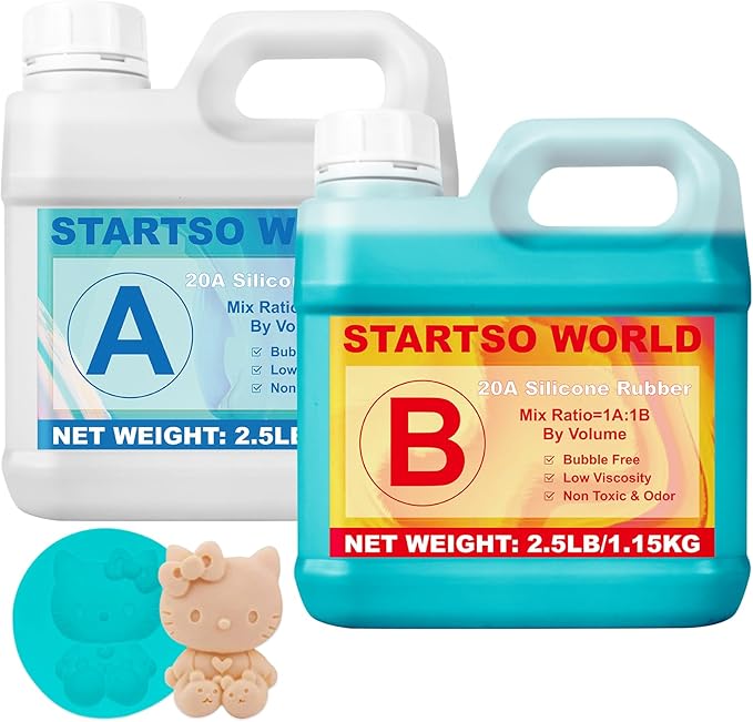 STARTSO WORLD Silicone Mold Making Kit 20A, 80OZ Jade Green Platinum Liquid Silicone Rubber for Mold Making, Fast Cure & Food Safe Silicone Mold Maker, Ideal for Casting Resin Molds/Silicone Molds