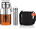 Glass Cold Brew Coffee Maker with Extended Fine Mesh Filter, Tea Infuser Bottle Iced Coffee Maker with Thick Borosilicate Glass (500ml/17oz)