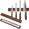 Magnetic Knife and Tool Holder | 1500 Gauss Heavy-Duty Magnet Holds 6 lbs | 16" Detachable Acacia Wood & Steel | for Kitchen Knives, Garage Tools | No-Drill Adhesive or Screw Mount