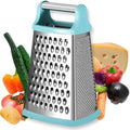 Stainless Steel 4 Sides Grater Slicer with Handle, Multifunctional Cutter Planing for Ginger, Garlic, Cucumbers, Carrots, Cheese, Potato, Ergonomic Design Kitchen Gadgets Accessories（Mint）