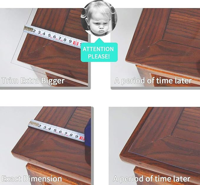 NECAUX Custom Multi-Size 1.5mm Thick Clear PVC Table Cover Protector - 20 x 48 Inch Rectangular Plastic Table Cover Desk Pad Mat for 4 Foot Office, Computer, Sofa Table