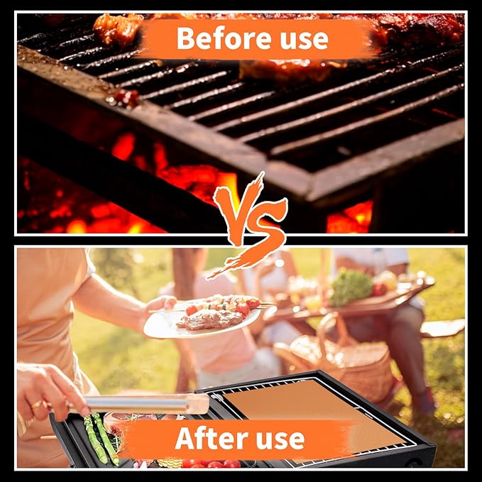 WIBIMEN Grill Mats for Outdoor Grill, Copper 7pcs Grill Mat, 100% Non-Stick PFOA Free 15.75 x 13, Heavy Duty, Reusable and Easy to Clean - Gas Charcoal & Electric BBQ