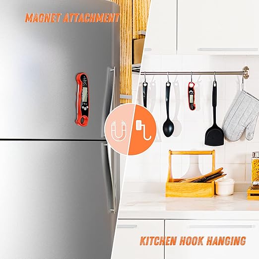 Instant Read Meat Thermometer for Grill and Cooking, Fast & Precise Digital Food Thermometer with Backlight, Magnet, Calibration, and Foldable Probe for Kitchen, Outdoor Grilling and BBQ!…
