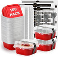 Ruckae 5oz 100 Pcs Square Mini Loaf Pans with Lids-Disposable Foil Dessert Containers,Mini Cake Pans with Lids,Aluminum Dessert Cups for Parties and Weddings (Red, 5oz)