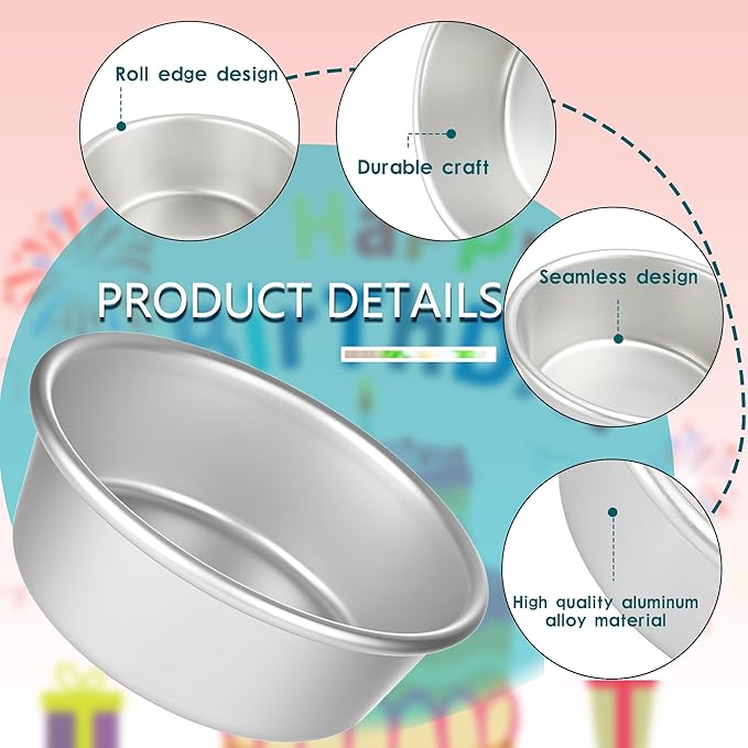 10 Pcs 5 Inch Cake Pans Nonstick Aluminum Round Cake Pan Mold Small Smash Cake Baking Pans for Home Baking Cheese Cake Pizza Quiche Easy Release and Leakproof
