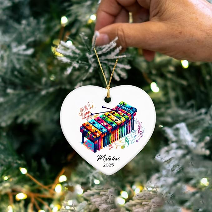 Xylophone Instrument Ceramic Ornaments, Personalized Xylophonist Ornaments Decor Christmas, Xylophone Ceramic Ornament Gifts for Music Lovers, Custom Name & Year Xylophonist Ornament Xmas Tree 2025