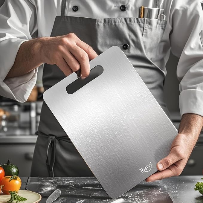 New Titanium Cutting Board - 100% Pure Titanium Cutting Boards For Kitche,Easy to clean, Double-sided food-grade Cutting Board For Meats, Fruits And Vegetables (13 * 9)