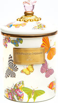 MACKENZIE-CHILDS Butterfly Garden Enamel Canister, Pretty Kitchen Storage Container with Lid, Medium