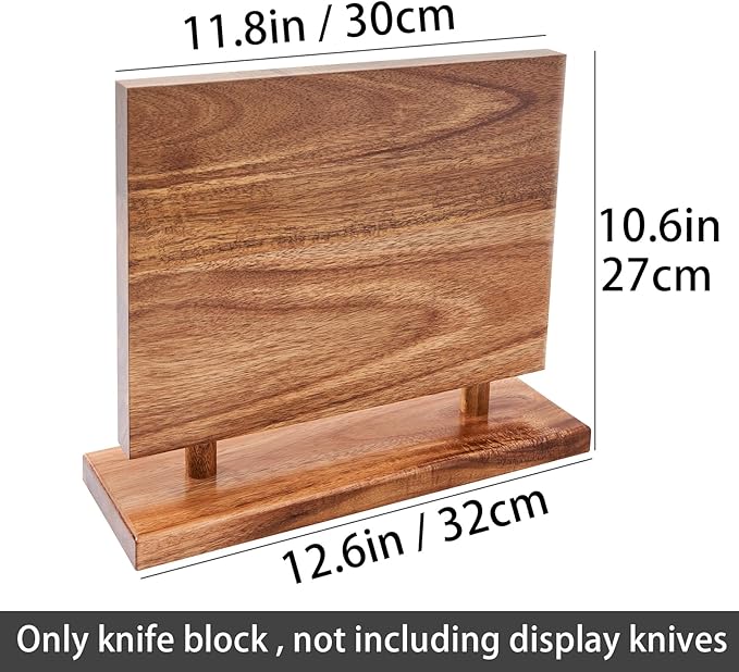 Magnetic Knife Holder, Double Sided Magnetic Knife Block, Without Knives, Wooden Universal Knife Stand, Strong Enhanced Magnets, Knife Display Rack for Kitchen Organizer