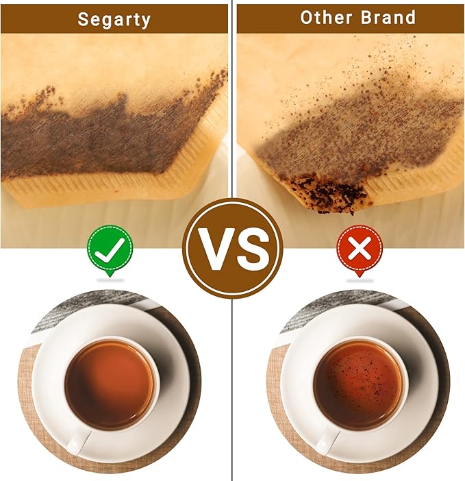 Segarty #4 Coffee Cone Filters, 200 Count Pack Size 4-6 Cup Natural Unbleached Brown Paper Disposable Pour Over Maker Basket Dripper for Most Brewer Machine for Home, Office, Cafetera