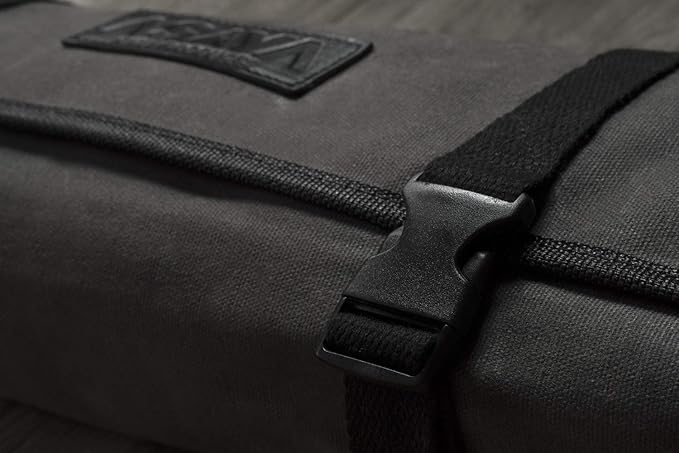 Asaya Canvas Chef Knife Roll Bag - 10 Knife Slots and a Large Zipper Pocket - Durable 10oz Canvas Knife Case with an Adjustable Shoulder Strap - Knives not Included