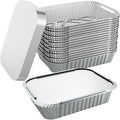 WANBAO 50 PACK 8.3"x6.2" Disposable Tin Foil Pans with Lids 2.25LB Aluminum Pans To Go Containers for Cooking, Baking, Catering Party Meal Prep, Take Out, Freeze