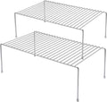 Kitchen Cabinet Shelf Organizer Set of 2, Medium (13 x 9.4 inch) Metal Wire Pantry Storage Shelves, Dish Plate Racks for Cabinets, Freezer, Counter, Cupboard Organizers and Storage, Chrome