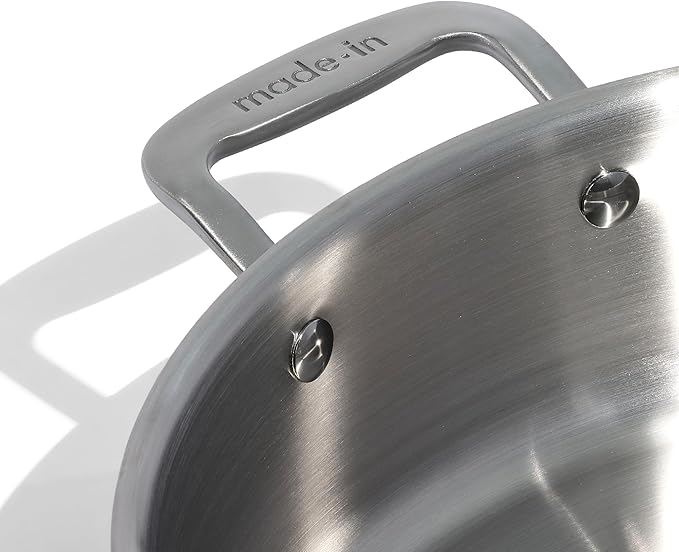 Made In Cookware - 6 Quart Stainless Steel Rondeau Pot w/Lid - 5 Ply Stainless Clad - Professional Cookware - Crafted in Italy - Induction Compatible