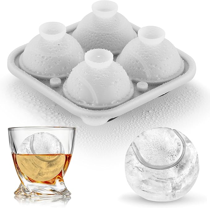 Novelty Tennis Gifts Ball Ice Maker Mold, 2.2" Large Sphere Round Ice Cube Mold for Cocktails, Whiskey, Bourbon, Fun Shapes Big Whiskey Ice Cube Mold Gifts for Christmas Stocking Stuffers