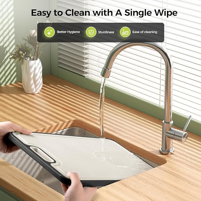 Titanium Cutting Board for Kitchen, Cutting Board Double Sided Food Grade, Pure Titanium/PP, Easy to Clean[18”*12.5”+15.5”*10.5”+12”*8.5”]