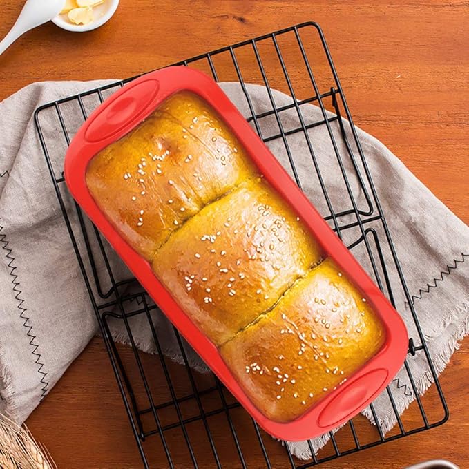 SILIVO Silicone Bread and Loaf Pans (2 Pack) - Nonstick Silicone Baking Mold for Homemade Loaf, Bread and Meatloaf - 8.9x3.7x2.5 inch