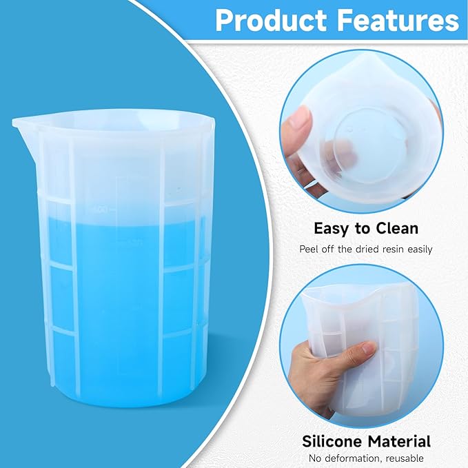 Gartful 700ml Extra Large Silicone Cups, 23OZ Reusable Resin Measuring Cups for Epoxy, Jewelry Casting Molds, Acrylic Paint Pouring, Waxing, DIY Craft Project, 4PCS