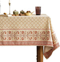 ISAENNE Designer Linen Floral Tablecloth Rectangle,Pale Yellow Elegant Farmhouse Indoor Table Cloth,Durable Decor Tablecloths for Dining Kitchen Thanksgiving Christmas,55"*87"-Chamonix A
