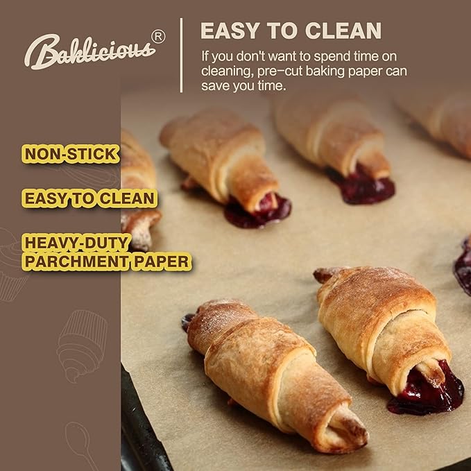16x24 inch Unbleached Heavy Duty Parchment Paper Sheets, 100Pcs Precut Non-Stick Full Parchment Paper for Baking, Cooking, Grilling, Frying, Steaming, Full Sheet Baking Pan Liners