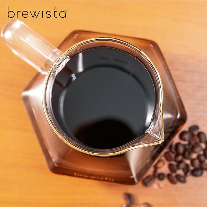 Brewista 300ml/10oz X Series Glass Coffee Carafe, Small Pour Over Glass Pot Server, 1-2 Cups, Polygonal Design for Improved Flavor, Heat Resistant Odorless Glass Pitcher