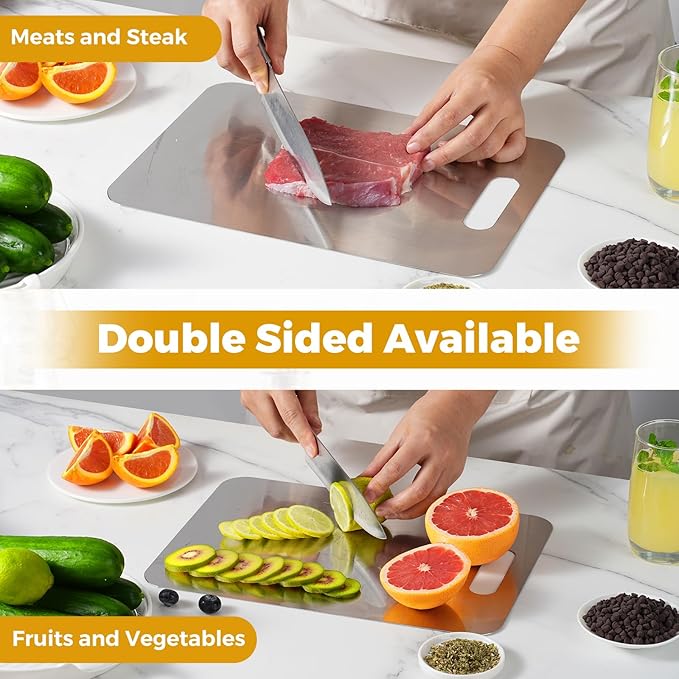 Tavano Titanium Cutting Board,100% Pure Titanium Cutting Boards for Kitchen,Double-side Available Cutting Board for Vegetables,Meat,Fruits,Easy to Store and Clean(S)