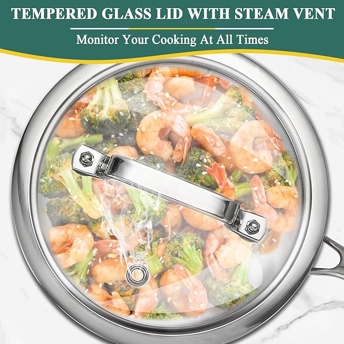 DELALRO Tri-Ply Stainless Steel 2.5 QT Saucepan with Lid, Heavy Duty Induction Pot, Fast Even Heat, Fuel Saving, Induction Cookware, Kitchen and Dining Steel Saucepan