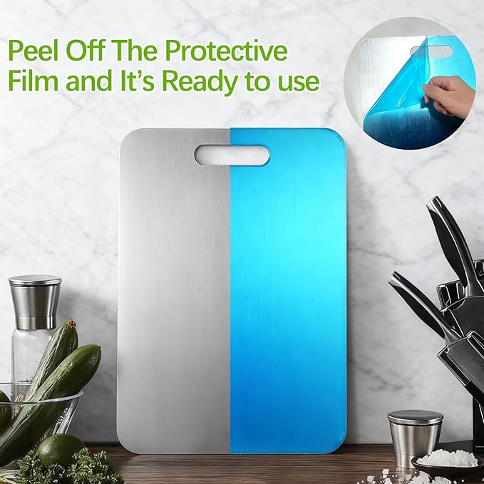 Tavano Titanium Cutting Board,100% Pure Titanium Cutting Boards for Kitchen,2026 New Non Toxic,Double-Sided Food Grade Chopping Board for Meat,Vegetable,Fruit,Outdoor Camping(S-1PC:11.42 * 7.87'')