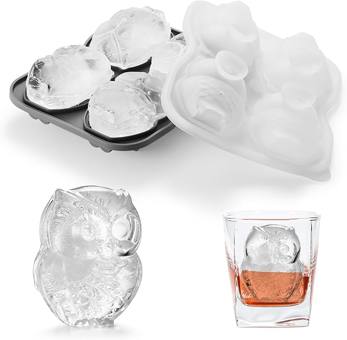 Nax Caki 3D Owl Ice Cube Mold Fun Shapes, Hedwig Owl Gifts for Women & Harry-Potters Movie Lovers, Cute Large Craft Ice Mold, Big Cat Ice Cube Trays for Whiskey Cocktails Bourbon