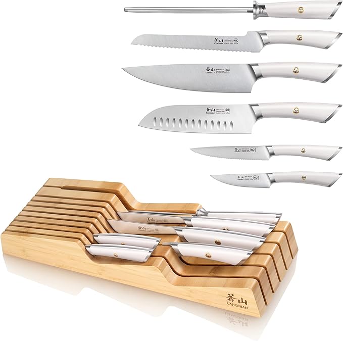 Cangshan ELBERT Series German Steel Forged 7-Piece In-Drawer Set, Bamboo (White)