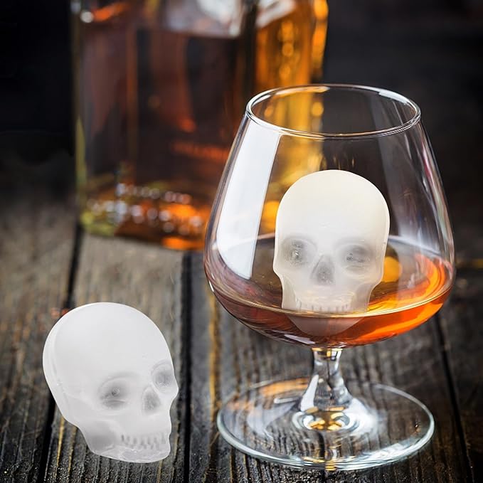 Skull Cake Pan,Skull Cake Pan Silicone Mold，6-Cavity Silicone, or Halloween & Party Drinks (6 Cavity Large Mold)